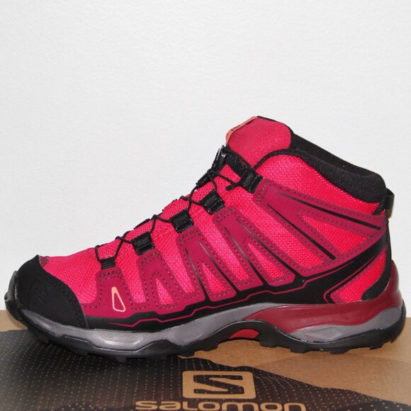 Salomon X-Ultra Mid GTX J Gore-Tex Waterproof Hiking Boots Girls 4 5 Pink - Picture 4 of 7